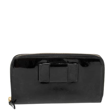 miu miu patent bow wallet|MIU MIU Patent Bow Zip Around Wallet Black .